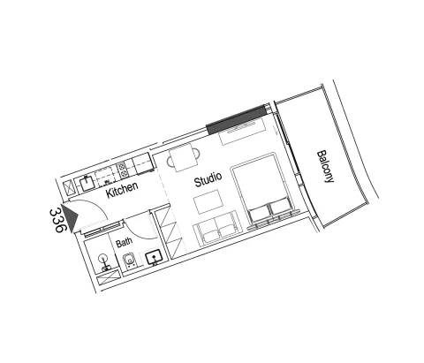 Floor plan, Studio, 433 sq ft