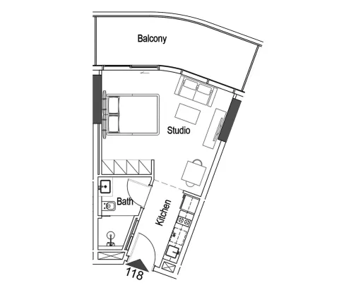 Floor plan, Studio, 549 sq ft
