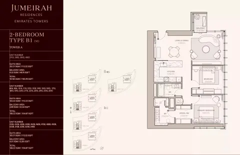 Floor plan, 2 Beds, 1,160 sq ft