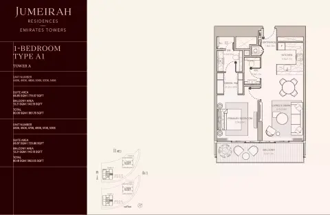 Floor plan, 1 Bed, 861 sq ft