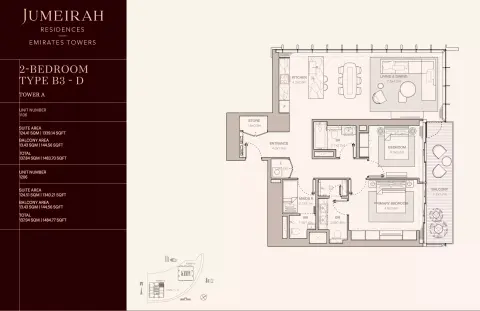 Floor plan, 2 Beds, 1,483 sq ft
