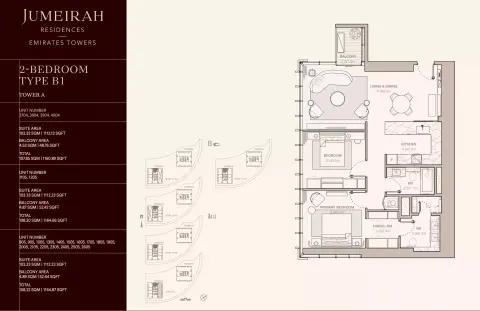 Floor plan, 2 Beds, 1,160 sq ft