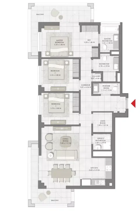 Floor plan, 3 Beds, 1,655 sq ft