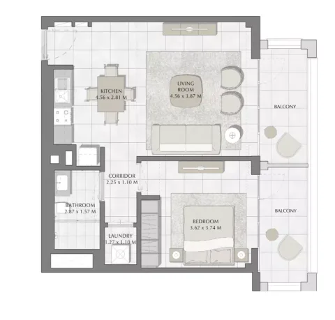 Floor plan, 1 Bed, 806 sq ft
