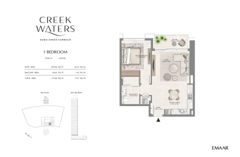 Floor plan, 1 Bed, 774 sq ft