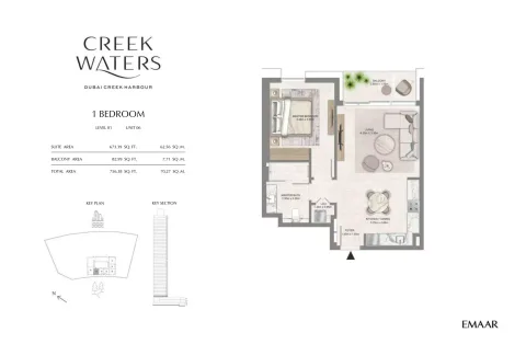 Floor plan, 1 Bed, 756 sq ft
