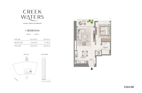 Floor plan, 1 Bed, 753 sq ft
