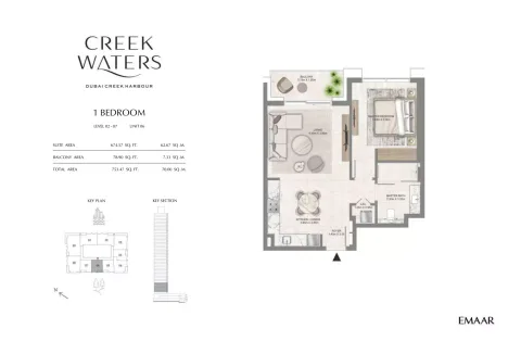Floor plan, 1 Bed, 753 sq ft