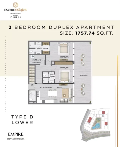 Floor plan, 2 Beds, 1,757 sq ft
