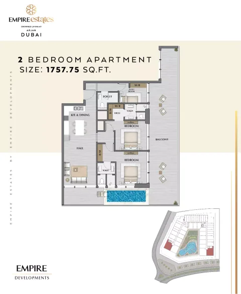 Floor plan, 2 Beds, 1,757 sq ft