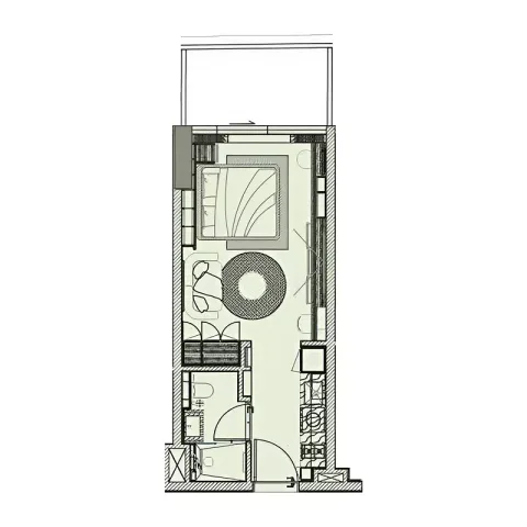 Floor plan, Studio, 401 sq ft