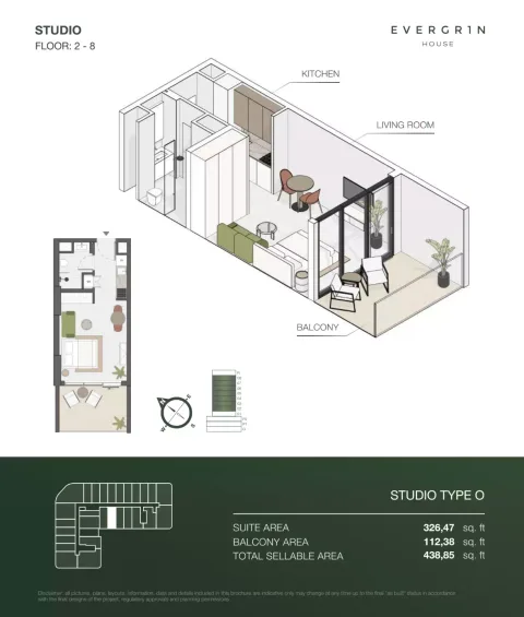 Floor plan, Studio, 438 sq ft