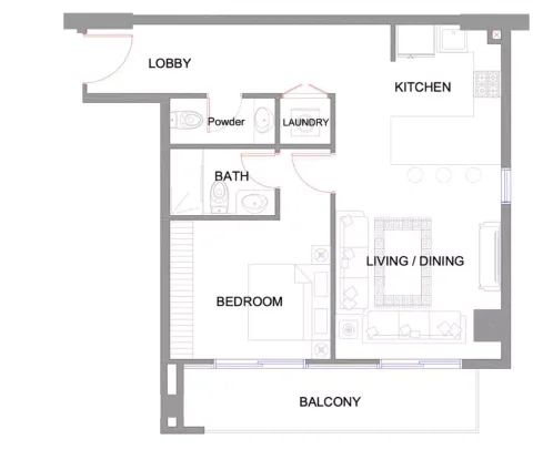 Floor plan, 1 Bed, 785 sq ft