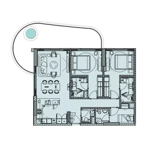 Floor plan, 2 Beds, 1,553 sq ft