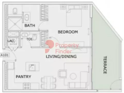 Floor plan, 1 Bed, 808 sq ft