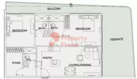 Floor plan, 2 Beds, 1,491 sq ft