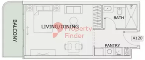 Floor plan, Studio, 411 sq ft