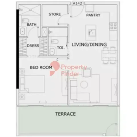 Floor plan, 1 Bed, 867 sq ft
