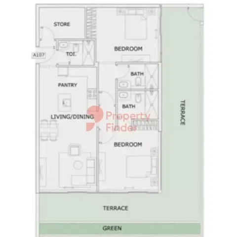 Floor plan, 2 Beds, 1,631 sq ft