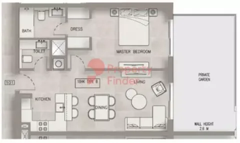 Floor plan, 1 Bed, 0 sq ft