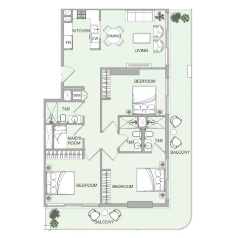 Floor plan, 3 Beds, 1,522 sq ft
