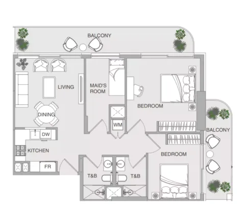 Floor plan, 3 Beds, 1,148 sq ft