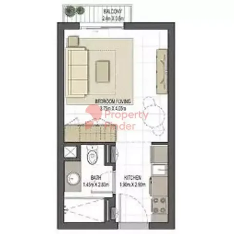 Floor plan, Studio, 335 sq ft