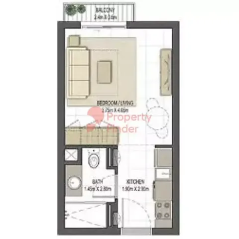 Floor plan, Studio, 336 sq ft