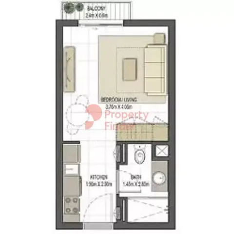 Floor plan, Studio, 335 sq ft
