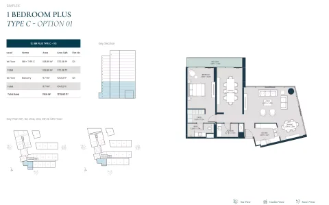 Floor plan, 1 Bed, 1,276 sq ft
