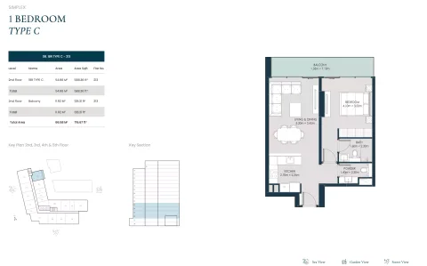 Floor plan, 1 Bed, 716 sq ft