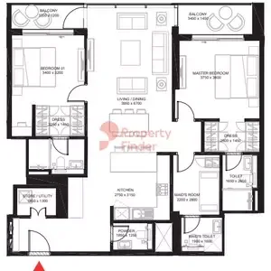 Floor plan, 2 Beds, 1,394 sq ft