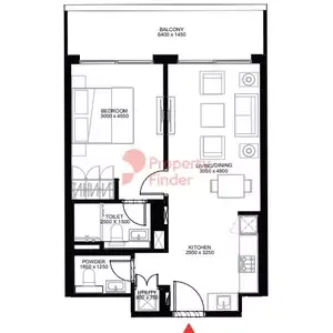 Floor plan, 1 Bed, 690 sq ft