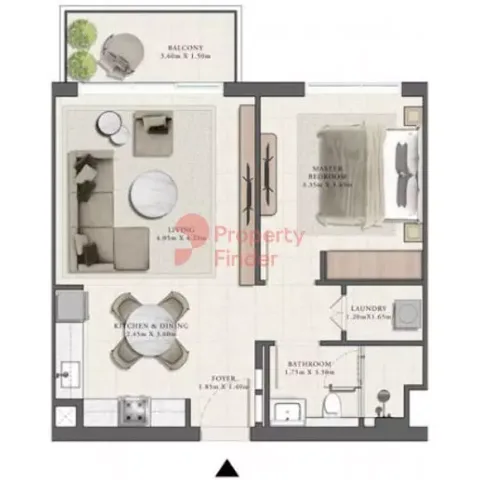 Floor plan, 1 Bed, 702 sq ft