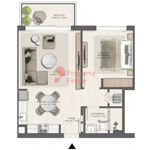 Floor plan, 1 Bed, 685 sq ft