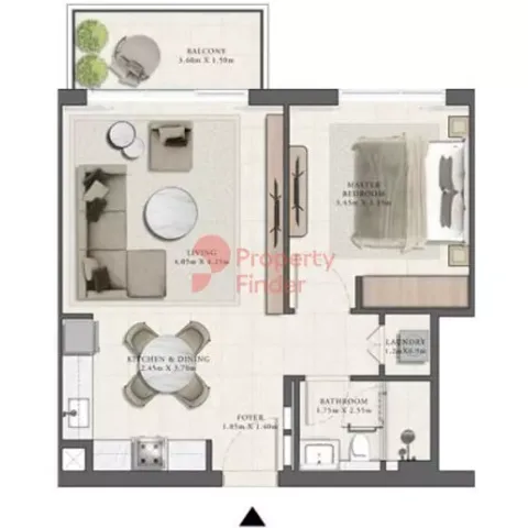 Floor plan, 1 Bed, 681 sq ft