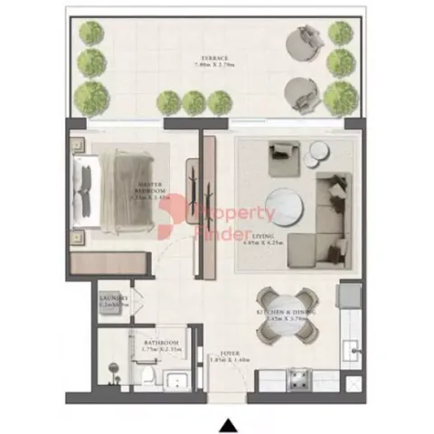 Floor plan, 1 Bed, 870 sq ft