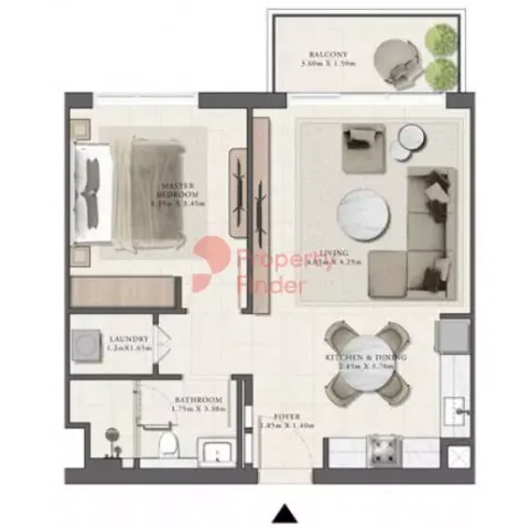 Floor plan, 1 Bed, 706 sq ft