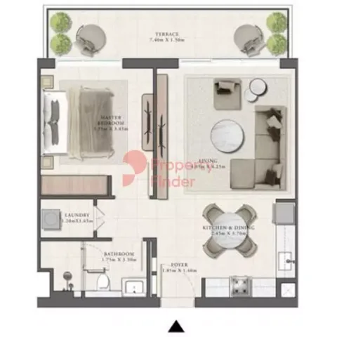 Floor plan, 1 Bed, 768 sq ft