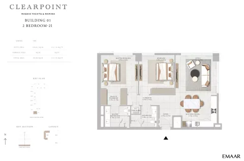 Floor plan, 2 Beds, 1,117 sq ft