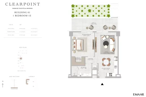 Floor plan, 1 Bed, 964 sq ft