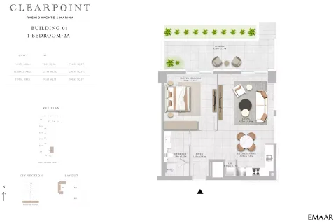 Floor plan, 1 Bed, 990 sq ft