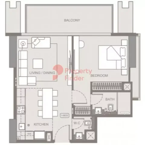 Floor plan, 1 Bed, 0 sq ft