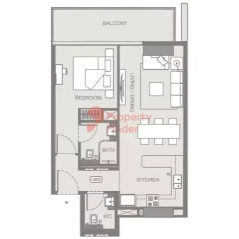 Floor plan, 1 Bed, 0 sq ft