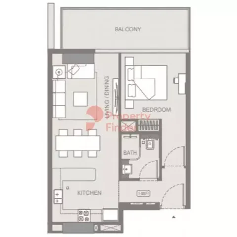 Floor plan, 1 Bed, 0 sq ft