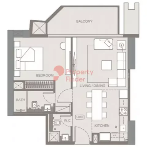 Floor plan, 1 Bed, 0 sq ft