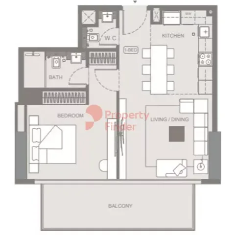 Floor plan, 1 Bed, 745 sq ft