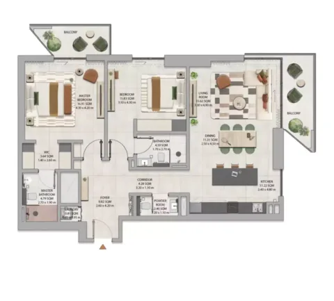 Floor plan, 2 Beds, 0 sq ft