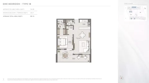 Floor plan, 1 Bed, 981 sq ft