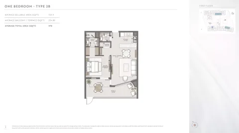 Floor plan, 1 Bed, 978 sq ft
